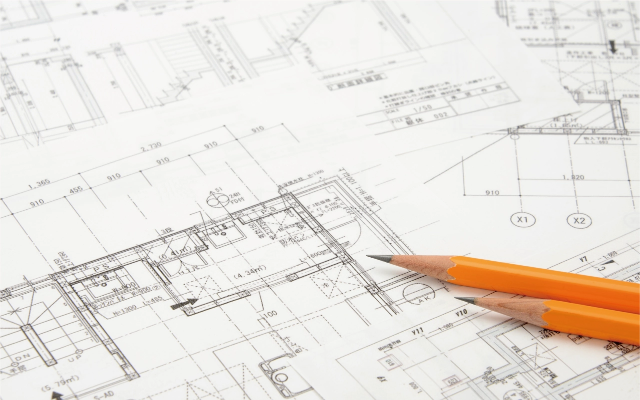 設計図面とデザイン検討のイメージ